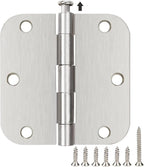 30 Pack Satin Nickle Door Hinges Brushed 3.5 Inch Interior Rounded 5/8" Radius 3-1/2" Flat Iron Hinge Hardware House Bifold Table Farmhouse Bedroom Office Living Room Decor 3½" Accessories for Doors