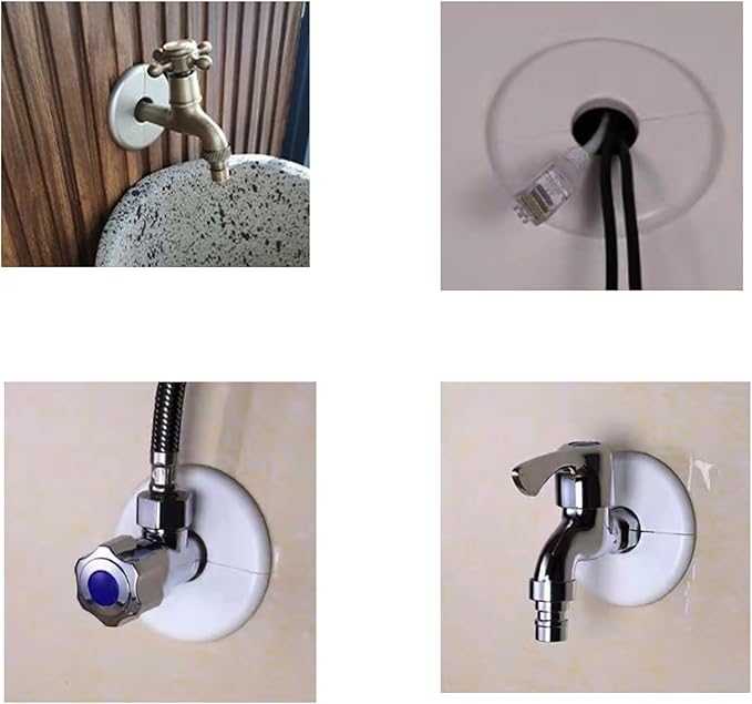 2 Pack Wall Split Flange ABS Round Escutcheon Plate for 1.0"/ 26mm Diameter Pipe Faucet Decoration Accessories (White)