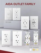 AIDA 20 amp Outlet Duplex Electrical Receptacle Outlets,Tamper Resistant,Heavy-Duty Receptacle Wall Outlet,Residential,TR,3-Wire, Self-Grounding Clip, NEMA 5-20R,UL Listed 50 Pack, White