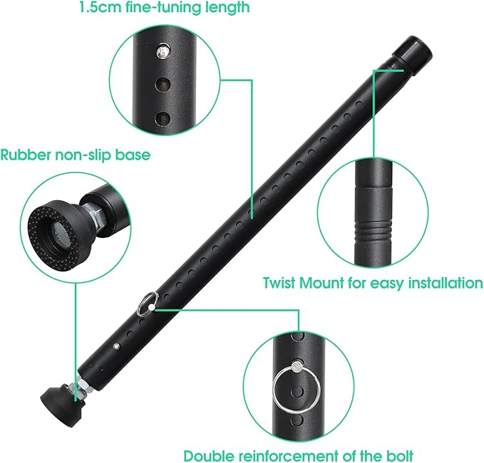 Sliding Door Security Bar, Adjustable Window Security Locks with Rubber Tips 17-50inch, Patio Door Security Lock Black for Home Apartment, Black