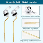 Hygie Rinse 2PCS Universal Metal Toilet Handle Replacement Kit Side Mount Toilet Lever Compatible with TOTO/Glacier Bay/Gerber, Toilet Flush Handle with Flapper Chain, Chrome