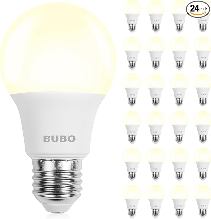 BUBO A19 LED Light Bulbs, 40 Watt Equivalent LED Bulbs, Natural White 3500K, 550 Lumens, E26 Standard Base, Non-Dimmable, 5W Natural White LED Bulbs for Bedroom Living Room Home Office, 24 Pack