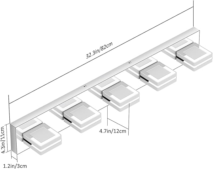 Ralbay 5 Light Modern LED Vanity Light Chrome Bathroom Light Fixtures Acrylic Up and Down Bathroom Wall Mounted Lighting Over Mirror