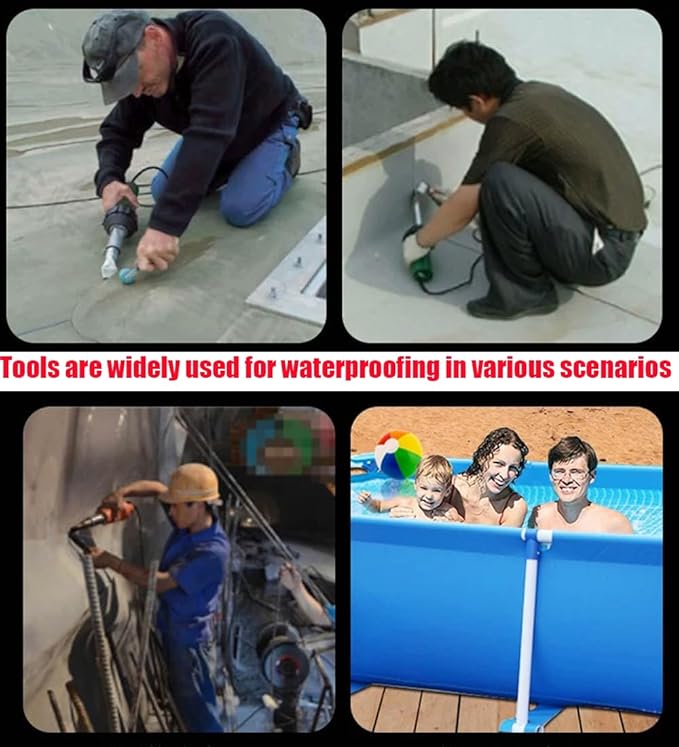 Hot Air Plastic Welder Welding Gun Plastic Repair Welder Kit, 2 Flat Welding Nozzles, 40mm Silicone Seam Roller and Brass Seam Roller