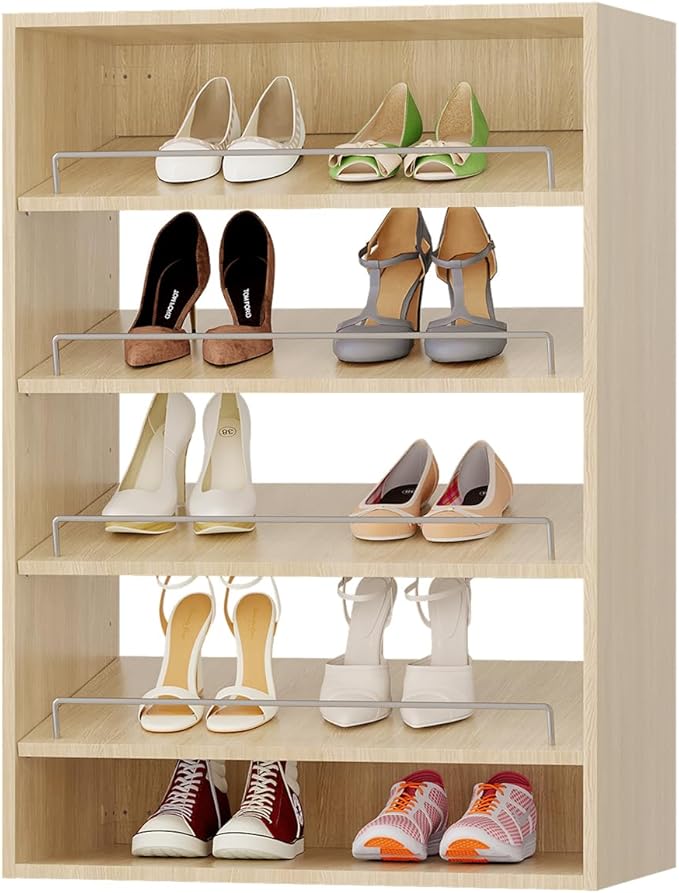 ROOMTEC 19.5" Shoe Shelf Short Tower Closet Unit, Modular Closet System with Shelf, Wardrobe Organizer for Bedroom or Walk-in Closet, Wall Mounted, Customizable Clothes Storage Unit, Wood