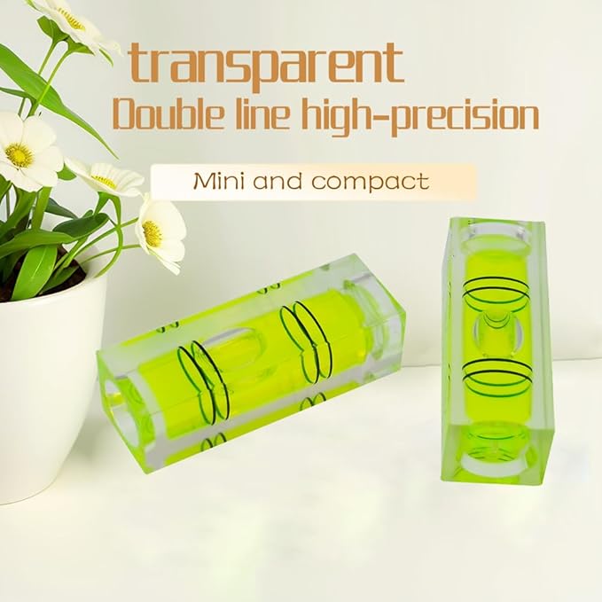 High precision mini bubble, double line small level bubble, three line flat ball household level ruler can be turned 180 degrees (Non-magnetic, 29 * 10 * 10mm（4PCS))