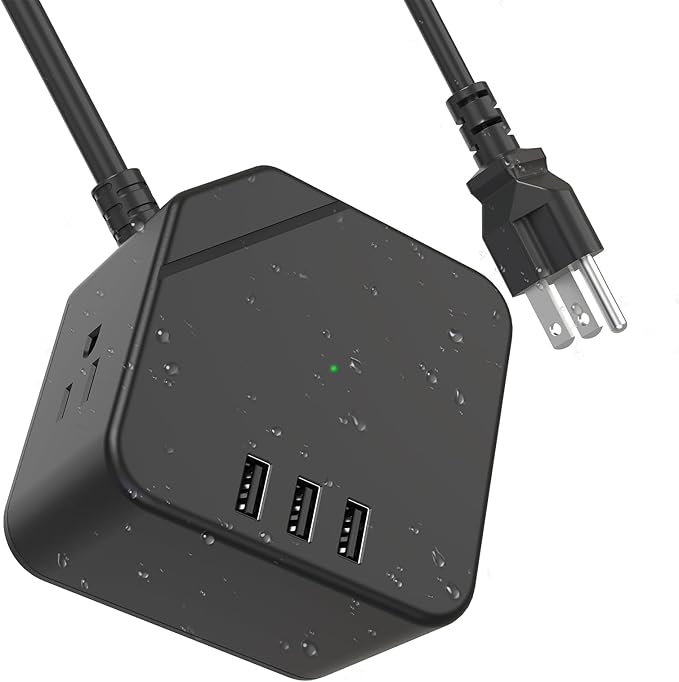 Outdoor Power Strip Weatherproof, KPQ IPX6 Waterproof Surge Protector Power Strip with 3 Outlets, 3 USB A, 6Ft Heavy Duty Extension Cord for Indoor Outdoor- UL FCC Listed