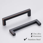 30 Pack Oil Rubbed Bronze Cabinet Pulls 5 Inch Hole Centers Square Drawer Handles Bronze Cupboard Handles Kitchen Handles for Cabinets Modern Stainless Steel Cabinet Hardware