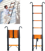 JADDUO Telescoping Ladder,12.5 FT Extension Ladder with Hook, Iron Lightweight Telescopic Ladder for Household and Outdoor Working