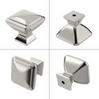 10 Pack 1.2 Inch Brushed Satin Nickel Cabinet Knobs - Square Kitchen Knobs for Cabinets and Dressers