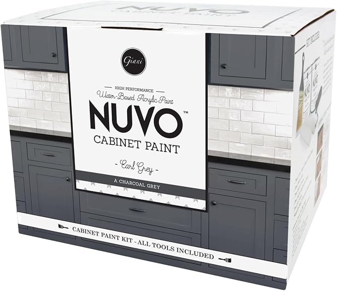 Nuvo Earl Grey Cabinet Makeover Kit - Easy DIY 7-Piece Set, Classic Charcoal, Long-Lasting Finish