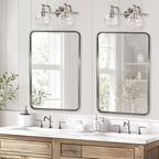 ANDY STAR Brushed Nickel Bathroom Light Fixture, 2 Light Bathroom Vanity Light, Farmhouse Silver Wall Sconce, Anti-Rust Wall Lamp with Sturdy Metal Lamp Body for Bedroom, Living Room, Restroom