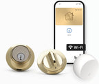 Level Lock+ WiFi Deadbolt Smart Lock - World's Smallest Smart Lock Plus Apple Home Key - Lock/Unlock Anywhere - Level App for iOS & Android - Works with Alexa, Apple & Google Home (Polished Brass)