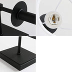 PERMO Single Classic Rustic Wall Sconce Lighting Fixture with Flared White Textile Lamp Shade and Black Tapered Column Stand, Hardwired, E26 Base