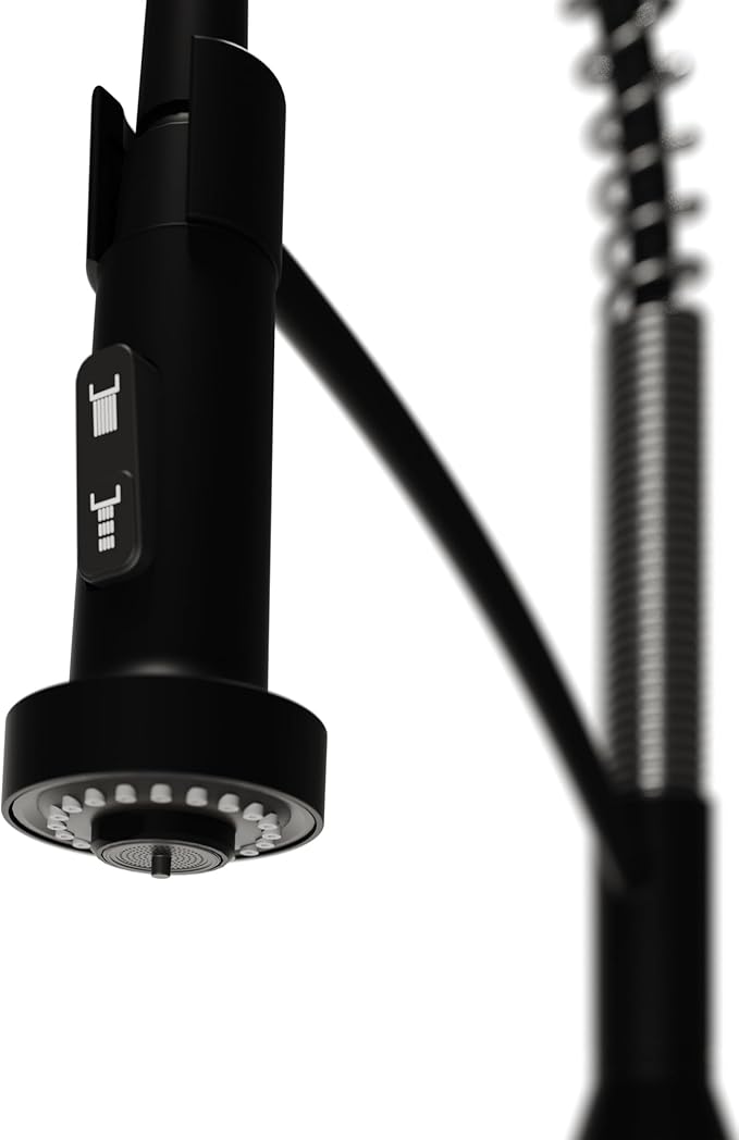 Karran Scottsdale Commercial Style Pull-Down Kitchen Faucet with Sprayer, Matte Black and Spot-Free Gunmetal Grey, High Arc Single Handle Pre-Rinse Spring Faucet