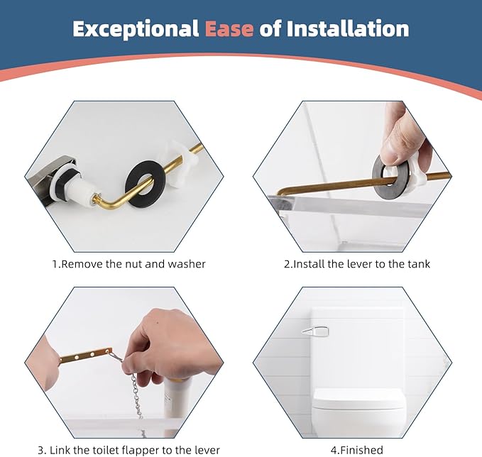 iFealClear Universal Toilet Handle Lever Flush Replacement, Front Mount Toilet Trip Lever Compatible with American Standard, Stainless Steel Flapper Chain, Solid Brass, Brushed Nickel