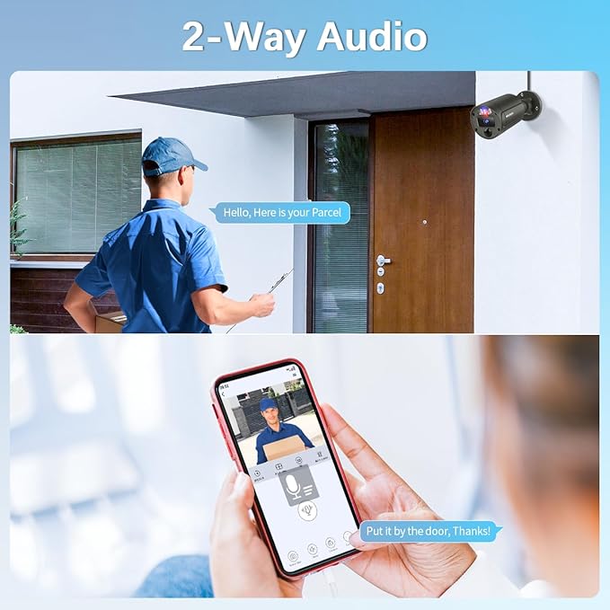 【2-Way Audio】 Outdoor Wired Security Camera System, Wired Cameras for Home Security, Home POE Video Surveillance Systems DVR Kits