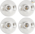 4 Pcs Medium Base E26 Lamp Holder Ceiling Light Sockets White Bulb Socket Incandescent Fluorescent CFL Lamp Holder 660w 250v (Porcelain)