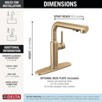 Delta Daneri Brushed Gold Kitchen Faucet with Pull-Out Sprayer, Modern Single Hole Kitchen Sink Faucet, Single Handle, Champagne Bronze 16879-CZ-DST