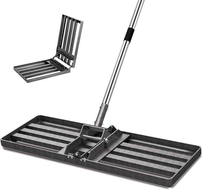 Lawn Leveling Rake, 30x10 Inch Heavy-Duty Levelling Rake with 6.2FT Adjustable Stainless Steel Handle, Lawn Leveler Tool for Yard, Garden, Golf Course, Farm Pasture