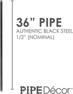 PIPE DÉCOR 1/2” x 36” Malleable Cast Iron Pipe Nipple, Pre Cut Connectors, Industrial Steel Grey Fits Standard Half Inch Black Threaded Pipes Nipples and Fittings, Build Vintage DIY Furniture, 4 Pack