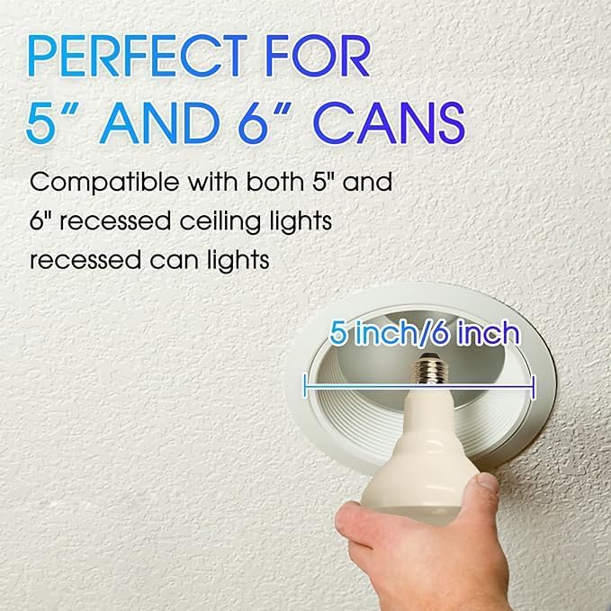 Energetic BR30 LED Recessed Light Bulb, 9W=75W, 6000K Cool Daylight, 900LM, Dimmable Ceiling Flood Light Bulb for Cans, CRI80+, 6-Pack