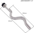 DERNORD 240V 5500W Tri-clamp Ripple Heating Element Stainless Steel Immersion Water Heater with 3-Wire Electrical Locking Plug (1.5 Inch Tri clamp)