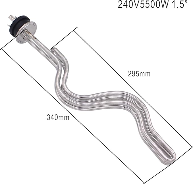 DERNORD 240V 5500W Tri-clamp Ripple Heating Element Stainless Steel Immersion Water Heater with 3-Wire Electrical Locking Plug (1.5 Inch Tri clamp)
