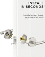 Asidrama 4 Pack Passage Brushed Nickel Door Handles, Door Lever with Door Knobs Indoor for Bedroom or Bathroom, Heavy Duty Door Handles Interior with Locks for Left Right Sided Doors