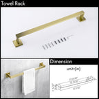 BAGNOLUX Bathroom Hardware Set 4 Pieces, Bath Towel Holder Set SUS304 Stainless Steel, Towel Bar Rack Set for Wall Mounted, Gold Bathroom Accessories Set Heavy Duty, Brushed Light Yellow Gold