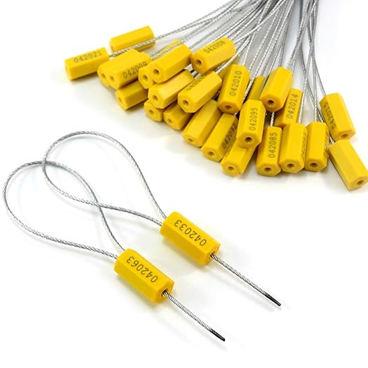 2000 pcs Tamper Proof Security Cable Wire Seals Numbered Pad-Lock Pull-Tite Security Tag Straps for Trailers, Cargo, Truck (Yellow)