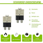 25A DC 12V-32V Manual Reset Circuit Breaker ATC/ATO Low Profile T3 Mini Blade Fuses Breakers for Car Trucks Marine Boat RV Solar and More,2 Pack