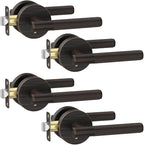 Asidrama 4 Pack Oil Rubbed Bronze Privacy Door Handles, Door Lever with Door Knobs Indoor for Bedroom or Bathroom, Heavy Duty Door Handles Interior with Locks for Left Right Sided Doors