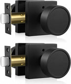 Haidms Black Interior Door Knobs, Zinc-Alloy Heavy Duty Round Matte Black Privacy Door Knobs Interior for Bedroom Modern Bathroom Door Lock Bulk(2 Pack)