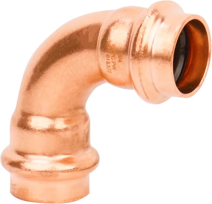 WHK 12 Pack Propress 1/2" x 1/2" Copper Press Fittings Pro press 90 Degree Elbow Press Adapter Fittings Coupling for Copper Pipe Connection(Copper,Lead-Free)