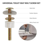 Toilet Screws Replacement Kit, Heavy Duty Toilet Seat Fastener with Plastic Nut and Metal and Rubber Washers, Universal Toilet Bolt and Screw Set for Top Mount Toilet Lid Hinge (MFL18)