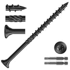 #10 x 3 Inch Deck Screws (405Pcs) 6lb. Carbon Steel, Black, Flat Head, Rust Resistant epoxy Coated, with T25 Star Bit