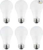 Sunlite 40419 3-Way LED A19 Light Bulb, 5/9/15 Watts (40W 60W 100W Equivalent), 500-1000-1600 Lumens, Medium E26 Base, Omni-Directional, ETL Listed, Frost, 3000K Warm White, 6 Count