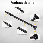 Wood Screws #10 x 3-1/2’’, T25 Star Torx Drive Flat Head Deck Screws, Black, 58Pcs (1lb)