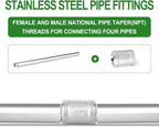 TAISHER 1PCS Stainless Steel Pipe Fittings, 1/2" NPT Male x 1/2" NPT Female Threaded, 16" Length Nipple Cast Pipe