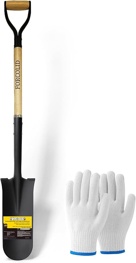 Drain Spade Shovel, Garden Drain Spade, Trenching Shovel, Woode D-Handle, Steel Y-Grip, 45 Inch Spade for Digging Transplanting & Edging