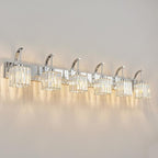 Crystal Vanity Lights 6-Light Chrome Bathroom Vanity Lights Modern Crystal Bathroom Light Fixtures Over Mirror 51.18" Long Vanity Light for Bathroom