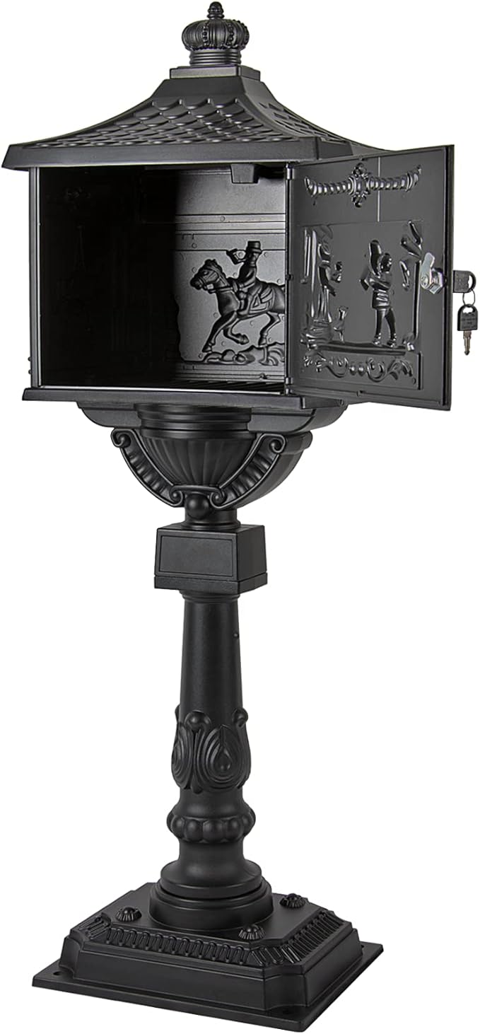 Polar Aurora Mailbox Cast Aluminum Black Mail Box Postal Box Security Heavy Duty New