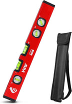 VNW 16-Inch Torpedo Level - 5 High-visibility Bubbles 2°/22.5°/45°/90°/180°,Level Tool with Rubber Endcaps and Aluminium Body, Flat View Viewing Window for Home Outdoor Measurements