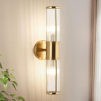 Glass Rods Wall Light Fixture Indoor Brass Bathroom Vanity Lights Beside Mirror Lighting Lamps Up and Down Wall Mounted Light E12 Socket