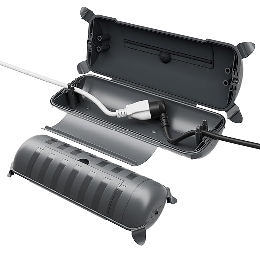 2 Pack of Outdoor IP44 Waterproof Connection Box by Restmo, Weatherproof Electrical Extension Cord Cover, Safety Seal Enclosure to Protect Holiday Lighting Decorations, Power Tools, Fountains, Gray