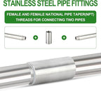 TAISHER 4PCS Stainless Steel Pipe Fittings, 1/2" NPT Female x 1/2" NPT Female Threaded, 2" Length Nipple Cast Pipe