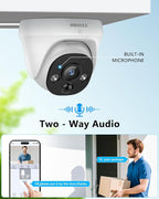 (4K HD & 130° Ultra Wide-Angle) 2-Way Audio 8MP Wired Dome PoE IP Cameras for Home Security Outdoor Camera System, 2Pcs Dome Cameras/2Pcs Bullet Camera, PIR Detection