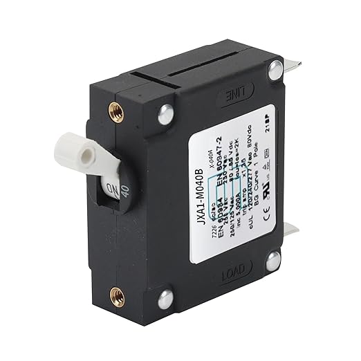 GLOSO J Type Toggle Hydraulic Magnetic Single Pole Circuit Breaker AC/DC Manual Reset Switch Yachts Campers Caravans White Toggle, 40A, J1P
