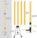 12Ft/3.7M Professional Laser Level Pole with Tripod & Mount - 1/4" & 5/8" Adapters, Adjustable Telescoping Laser Level Pole for Rotary/Line Lasers